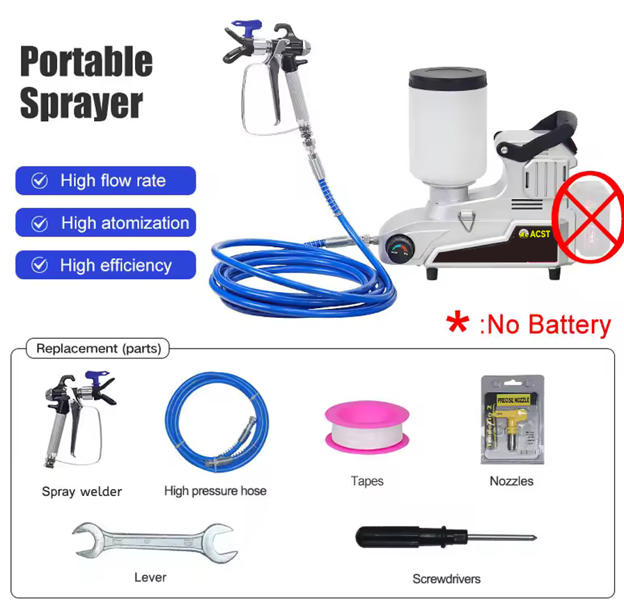 Part of Adoration Multifunctional 300W Lithium Airless Paint Sprayer with 2L Portable Electric Spray Welder large Capacity